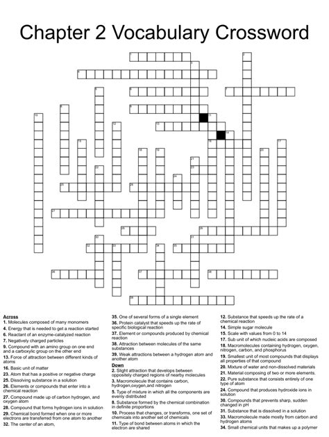 Chapter 2 Vocabulary Crossword Wordmint