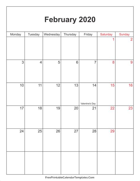 February 2020 Uk Calendar