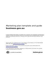 Marketing Plan Template And Guide Docx Docx Marketing Plan Template And Guide Business Gov Au