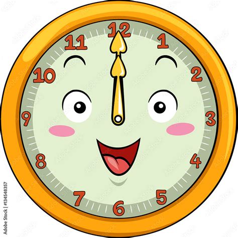 Mascot Clock 12 Noon Stock Vector Adobe Stock