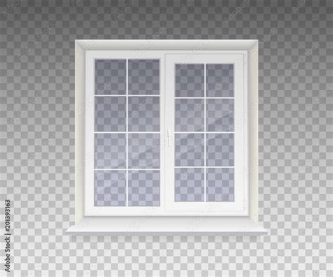 Closed Window With Transparent Glass In A White Frame Isolated On A