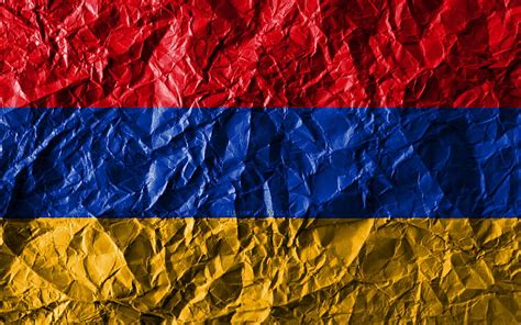 Armenia Flag Crumpled Paper Asian Countries Creative Flag Of Armenia