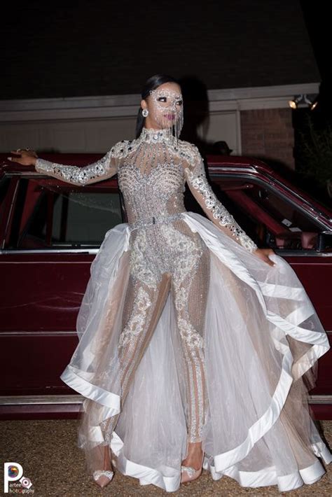 faith thigpens sparkly kardashian inspired prom jumpsuit