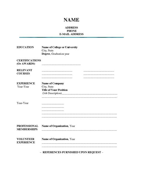 Blank Resume Templates For Students Resume Builderresume Templates