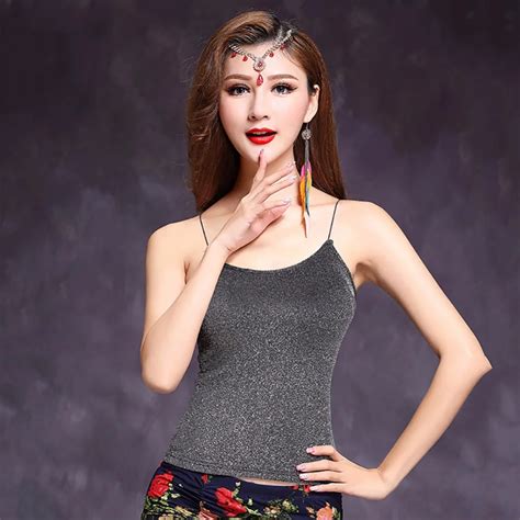 2017 New Sex Lady Women Belly Dance Top Sling Sliver Nylon Spandex Backless Adult Indian
