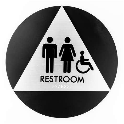 California Restroom Sign Unisex Handicap Symbol Brushed Aluminum Look