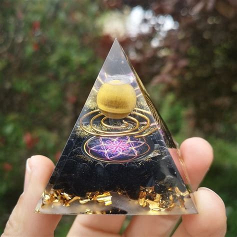 Orgonite Energy Pyramid Tree Of Life With Tiger Eye Cosmic Ball