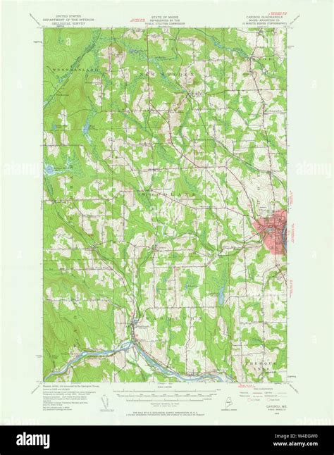 Maine Usgs Historical Map Caribou 306508 1953 62500 Restoration Stock