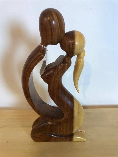 Kissing Couple Abstract Wood Sculpture R Home Furniture