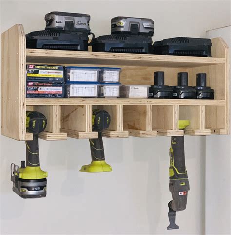 Somewhat predictably, i happen to own quite a few pieces of personal electronics that i need to keep charged. Cordless Tool Holder with 6 Slots and Power strip in 2020 | Diy storage bench, Cordless tools ...