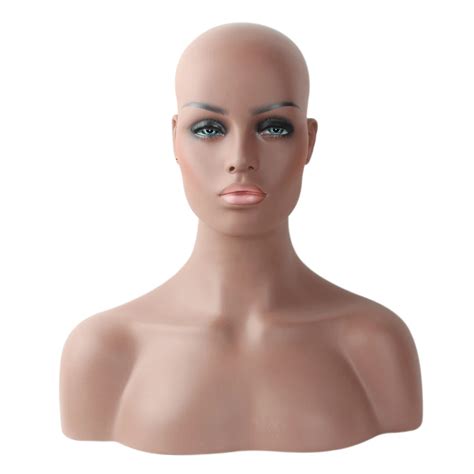 Realistic Fiberglass Balck Female Mannequin Head Bust For Wig In