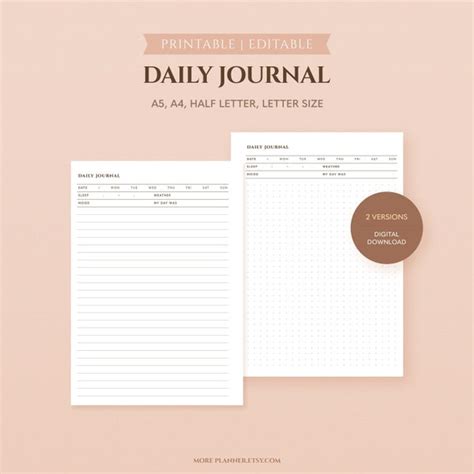 Daily Journal Printable Etsy