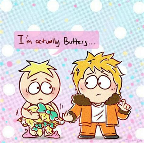 Two Cartoon Characters Holding Hands With The Caption Im Actually Butters