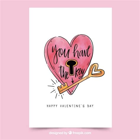 Free Vector Hand Drawn Valentines Day Card With Letterin