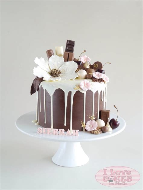Drippy Chocolate Cake With Beautiful Flowers Decorating The Top Drip