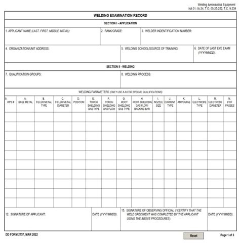 Dd Form 2757 Welding Examination Record Dd Forms