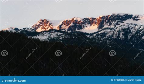 Morning View On Snow Mountains While Sunrise Stock Photo Image Of