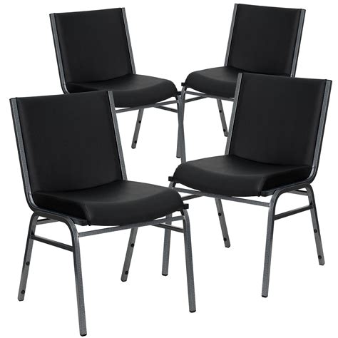 flash furniture 4pk hercules series heavy duty 3 thickly padded black vinyl upholstered