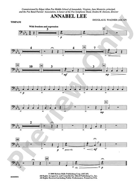 Annabel Lee Timpani Timpani Part Digital Sheet Music Download