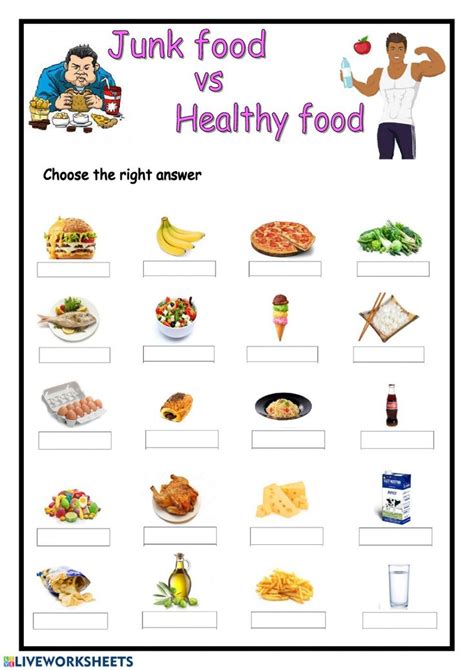 Live Worksheet Worksheet Healthy And Unhealthy Food Junk Food