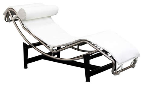 Outdoor indoor adjustable patio pool chaise lounge, which is really utility and functional for your daily life. Le Corbusier Lc4 Style Chaise Lounge Chair in White Leather - Contemporary - Indoor Chaise ...