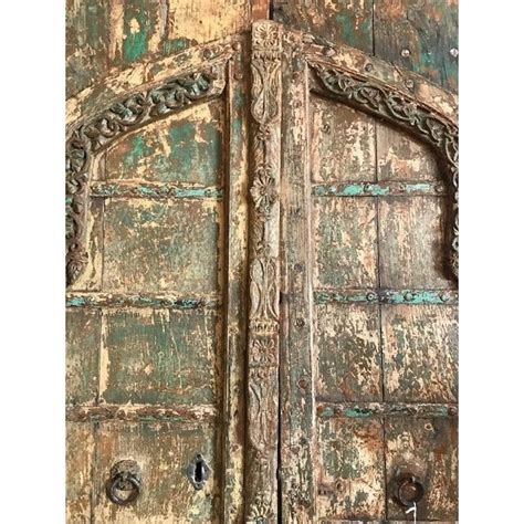 Antique Indian Carved Teak Mughal Arch Doors Chairish