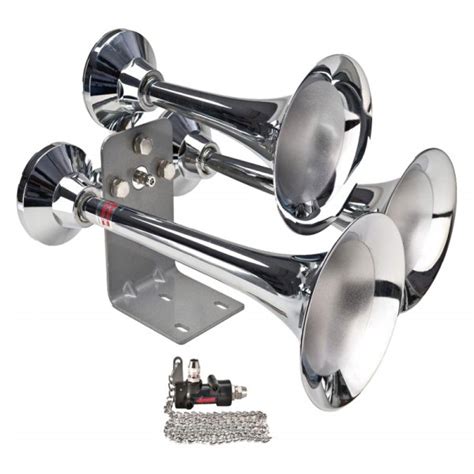 Wolo 839 Cannon Ball Express 3 Trumpet Chrome Air Horn With Lanyard