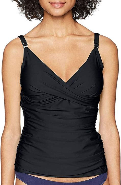 Calvin Klein Womens Solid Tankini Swimsuit Adjustable Straps Tummy