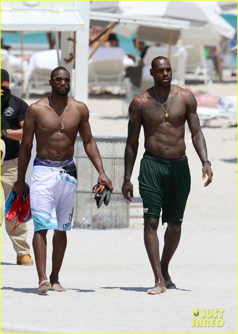 Lebron James Dwyane Wade Shirtless Miami Men Photo