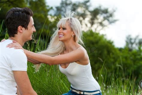 Romantic Couple Showing Affection Outdoors Stock Image Image Of Beautiful Lovers 29500421