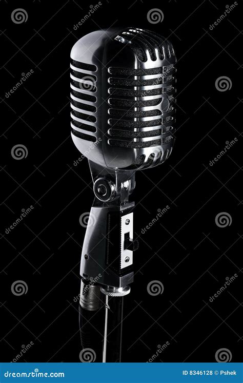 Retro Microphone On Stand On Black Stock Photo Image Of Audio