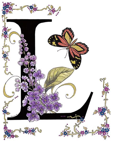Lilac And Large Tiger Butterfly Painting By Stanza Widen Alphabet Art