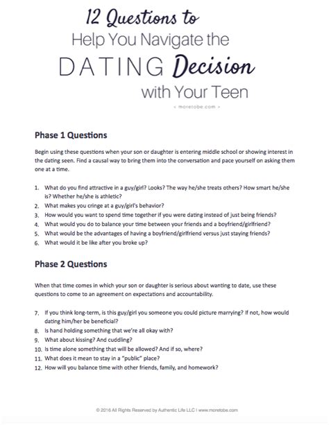 12 Questions To Help You Navigate The Dating Discussion With Your Teen More To Be