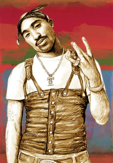 2pac Tupac Shakur Stylised Drawing Art Poster Drawing By Kim Wang