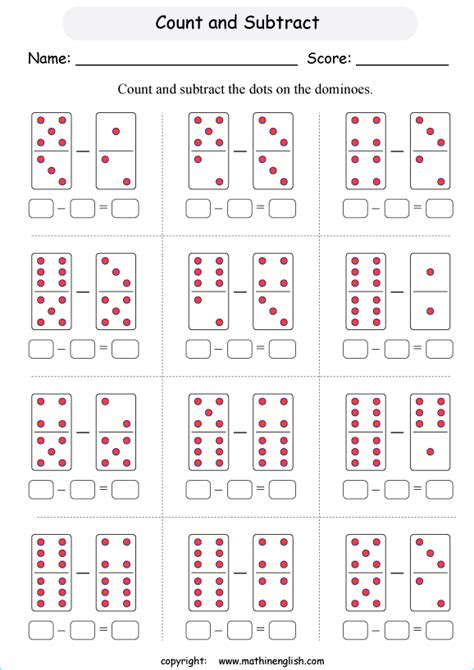 With our math sheet generator, you can easily create grade. Subtract the dots on these Dominoes. Subtraction within 10 ...