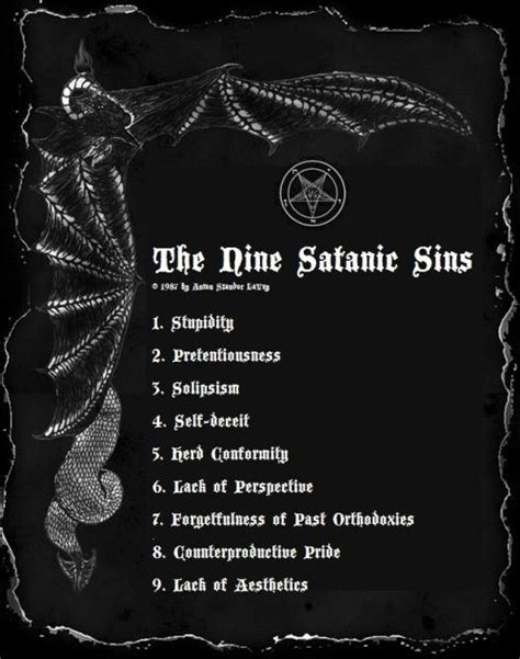 The Nine Satanic Sins Rsatanism
