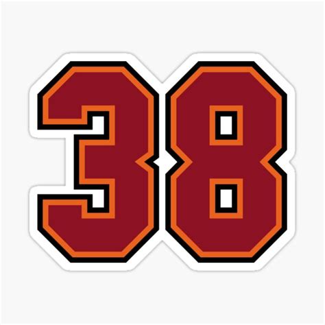 Number 38 Sports Tampa Thirty Eight Jersey Sticker By Hellofromaja