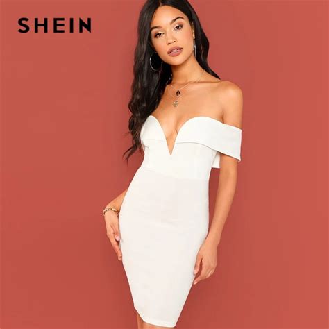 Buy Shein White Modern Lady Night Out Off The Shoulder