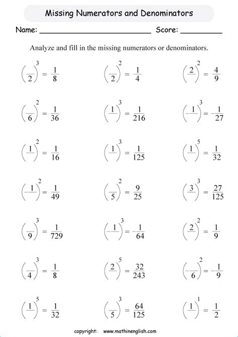 Calculate The Value Of The Missing Numerators And Denominators In These