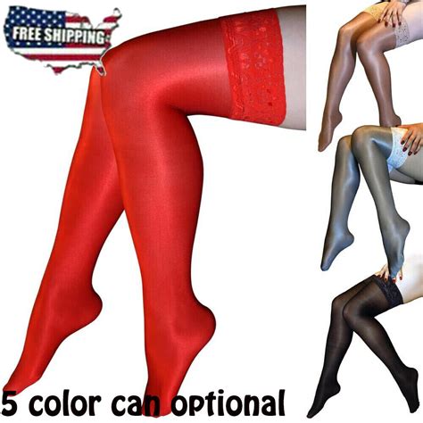 Sexy Womens 70d Oil Glossy Stockings Shiny Satin Non Slip Stockings Pantyhose Ebay