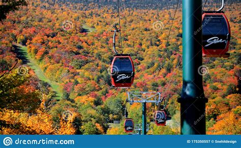 Ski Trails And Cable Cars At Mount Mansfield Near Stowe City In Vermont