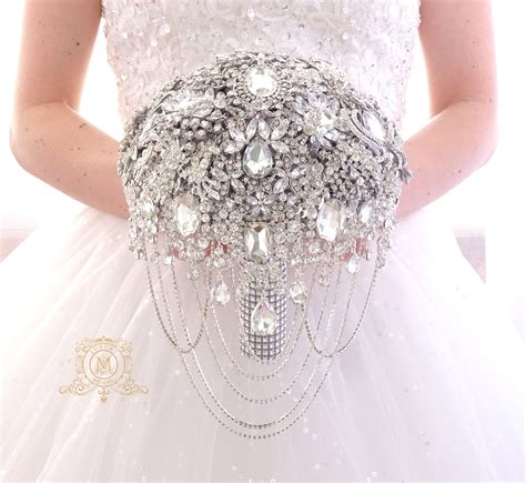 Silver Jeweled Brooch Bouquet Etsy Glamorous Wedding Wedding
