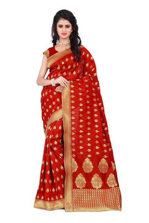 Pure Red Silk Saree Trendy Sarees Fancy Sarees Indian Silk Sarees