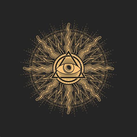 Sun And Eye Esoteric Occult Pentagram Tarot Sign Stock Image Image