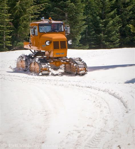 Orange Tucker Sno Cat Tracked Snow Vehicle At Mount Tahoma Trails