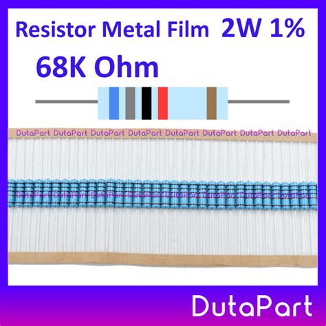 20 Pcs Resistor Metal Film 68k Ohm 2w 2watt 2 Watt Toleransi 1
