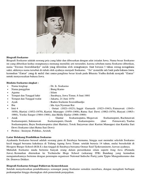 Biodata Soekarno Foto Profil Dan Biografi Lengkap Riset
