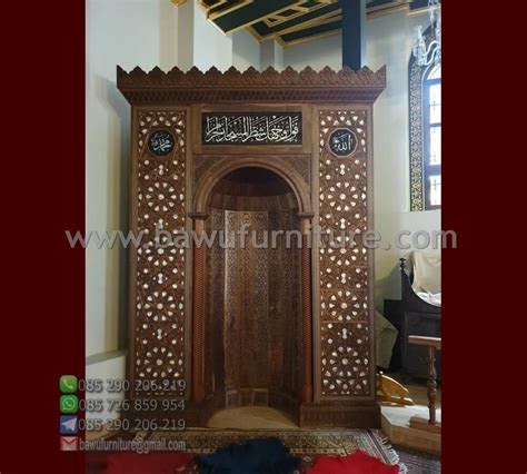 Mihrab Masjid Terindah Dari Kayu Jati Podium Mimbar Pidato Minimalis