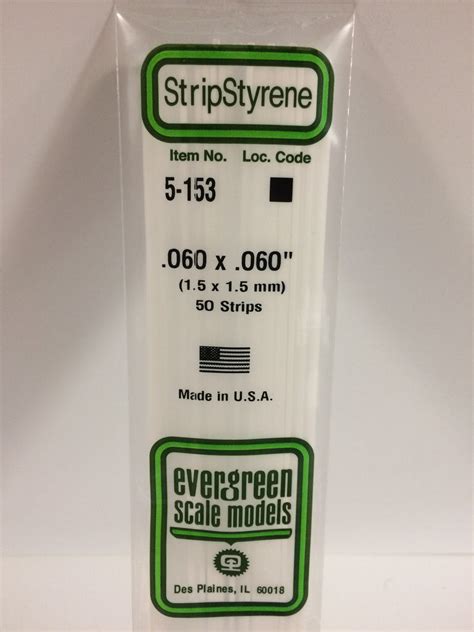 153 060 X 060 Opaque White Polystyrene Strip Evergreen Scale Models