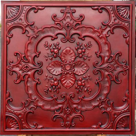 Pl19 Faux Tin Finishes Artistic Style Antique Red Ceiling Tiles 3d